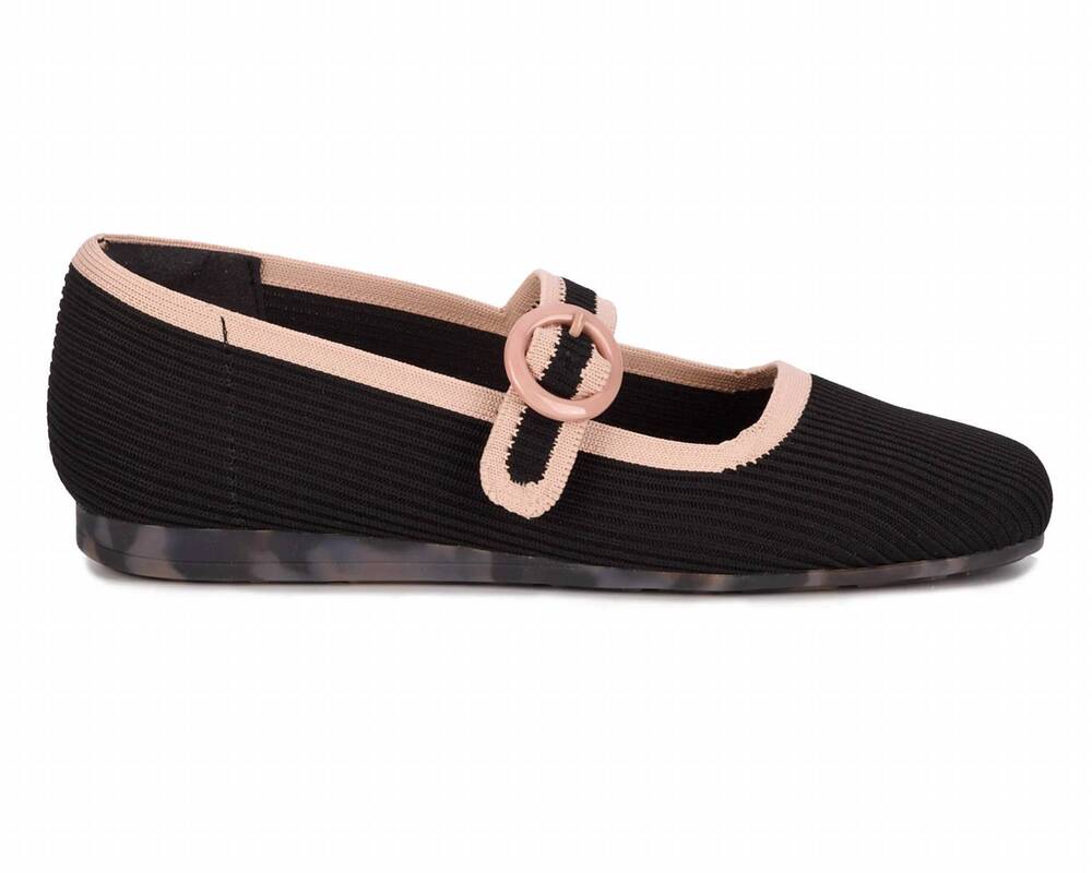 NEW DREW women's naomi mary jane flat in black/taupe knit